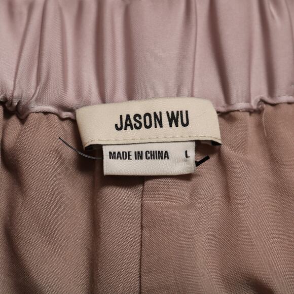 Jason Wu Champagne Satin High Waisted Pleated Front Tapered Dress Pants Size L - Picture 10 of 13